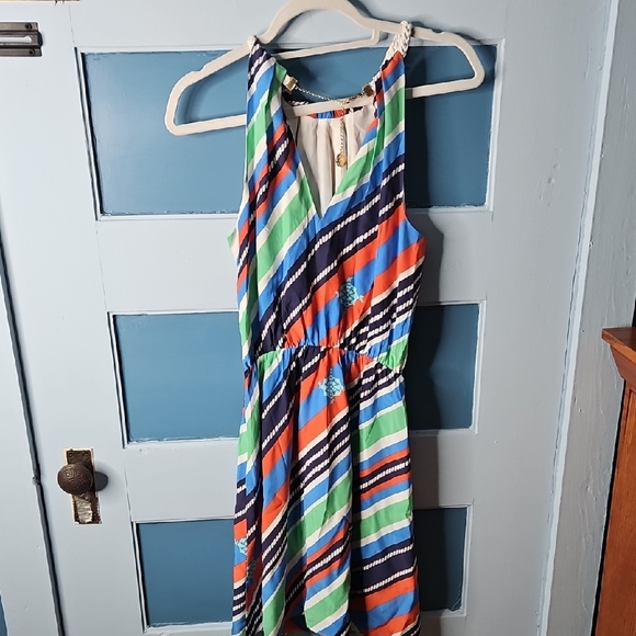 Lilly Pulitzer Kennett Overboard Striped Halter Silk Dress M - Picture 7 of 15